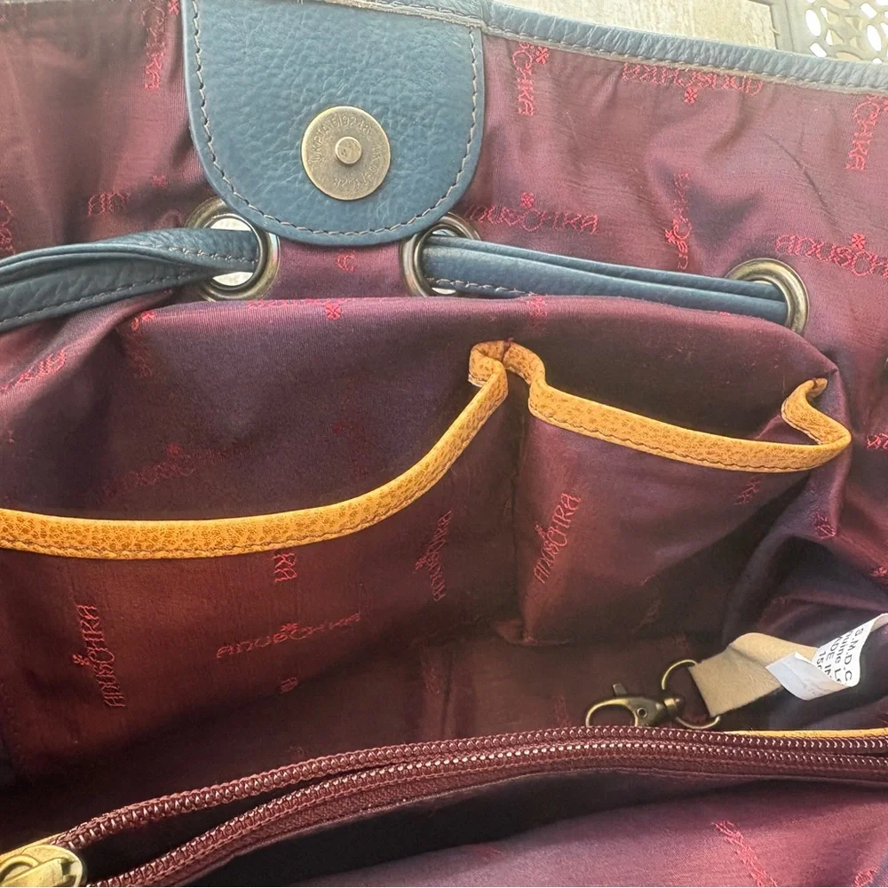 EUC, Anuschka Peacock Butterfly Multicolor Hand-Painted Shoulder Bag - Picture 9 of 15